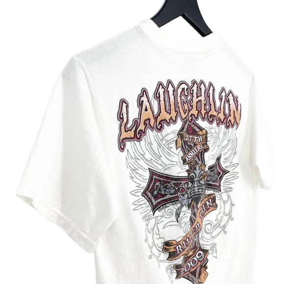2009 LAUGHLIN RIVER RUN CROSS White Graphic T-Shirt Size S - Picture 13 of 16